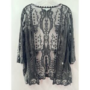 Sundance Womens Olive Green Lace Cardigan Sweater Size S 3/4 Sleeves